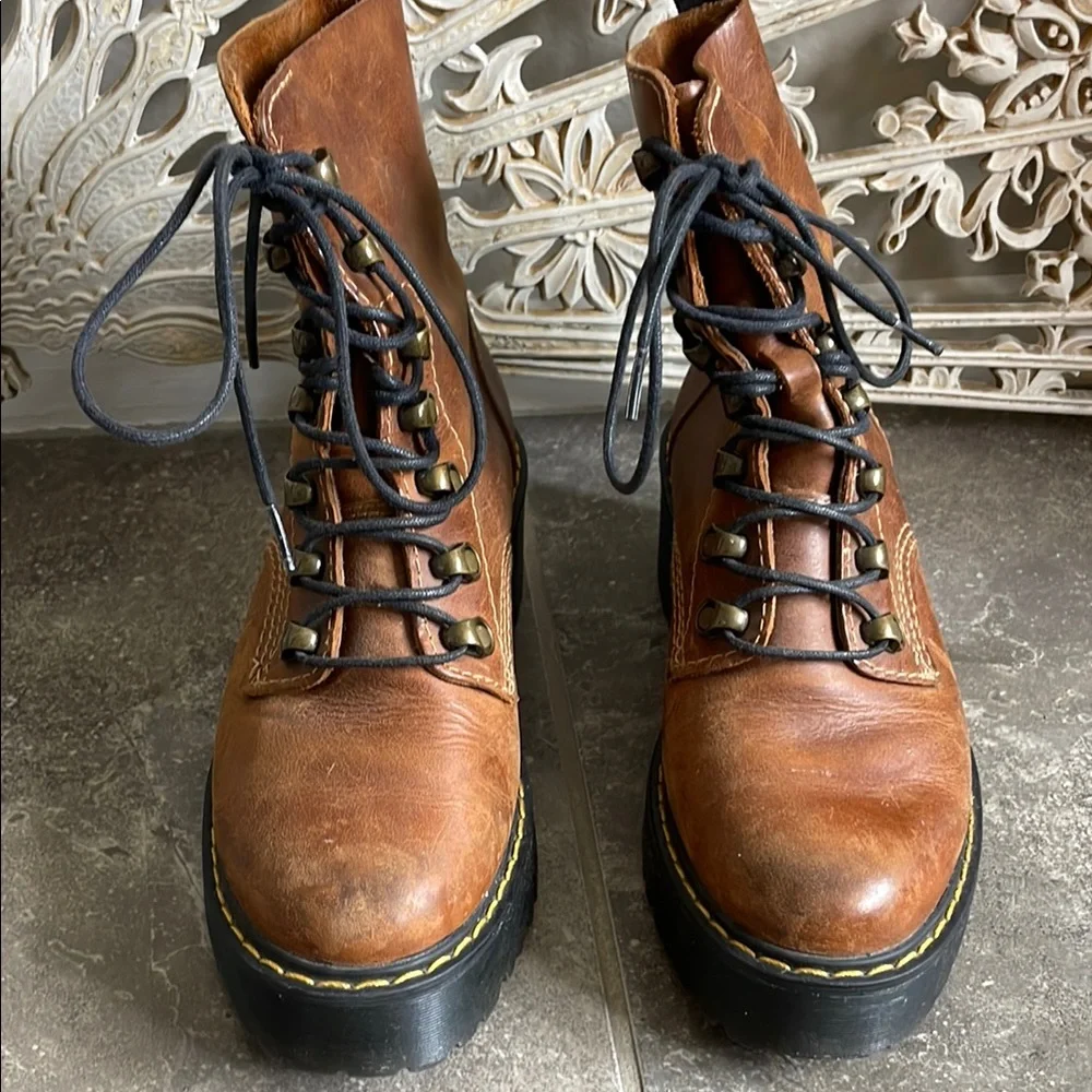 Dr. Martens Brown Leather Leona Boots - Picture 2 of 8